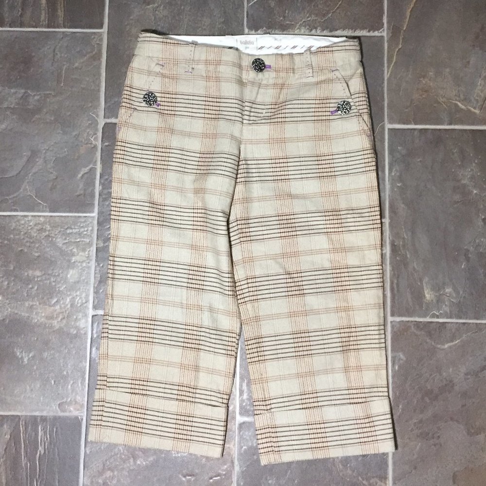 Talula Plaid Capris - Beige and Brown